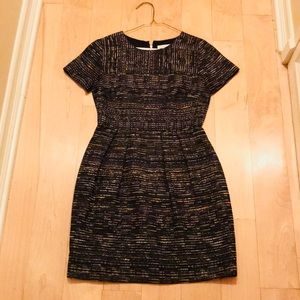 Shoshanna short sleeve metallic tweed dress